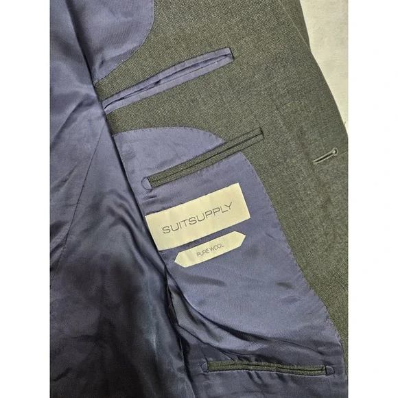 Suitsupply Havana Peak Lapel Gray Wool Blazer Mens Size 48 Vitale Barbaris